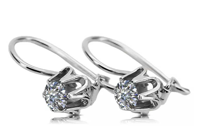 Стерлингово сребро 925 925 Zircon Обеци vec013s Руски Съветски СССР Винтидж бижута Ар-деко style